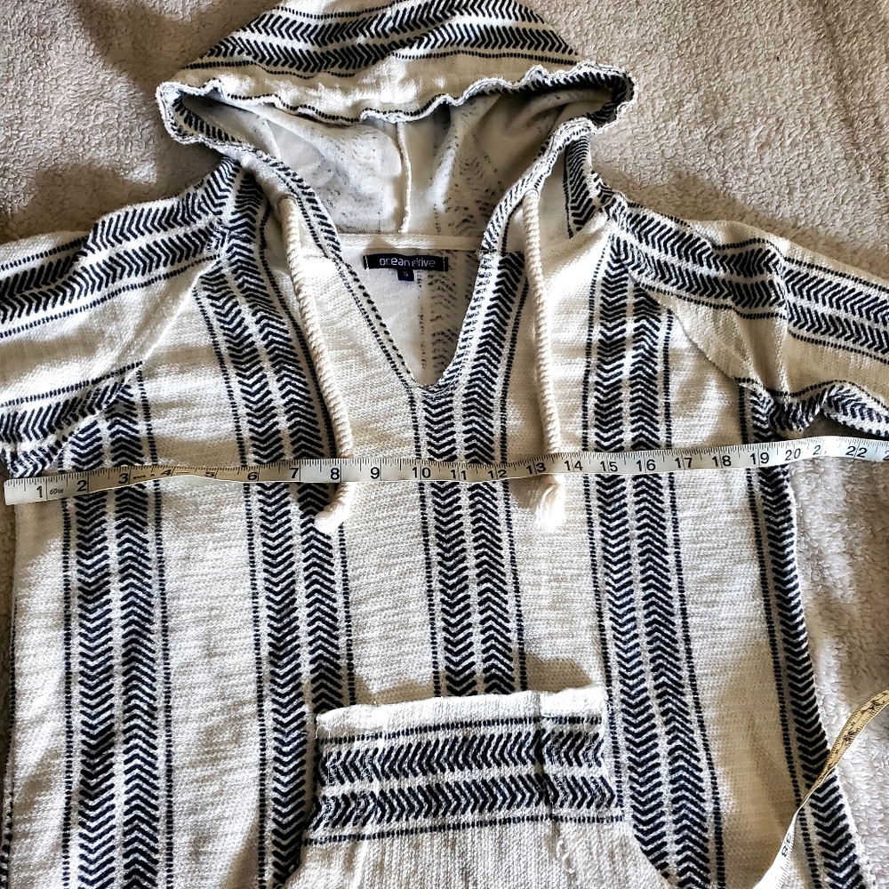 Ocean Drive Stripe Printed Baja Hoodie Beachy Boho Streetwear - Picture 8 of 8